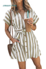  Dress Fashion Stripe Short Sleeve Casual Dress Off The Shoulder Dress Barn Dresses Ross Dress for Less Dress 