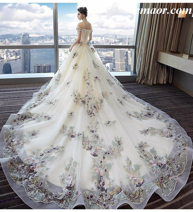 Wedding Dresses for Girls White Strapless Long Formal Dresses for Womens Plus Size Formal Gowns Lace Luxury Bridal Dress With Sleeves Evening Gowns Cheap