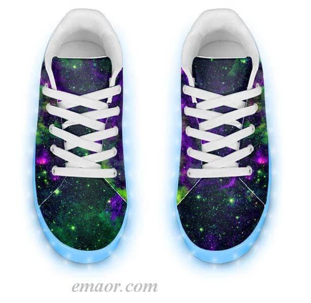 Light Up Running Shoes Green Galaxy -APP Controlled Low Top LED Shoes light up unicorn shoes