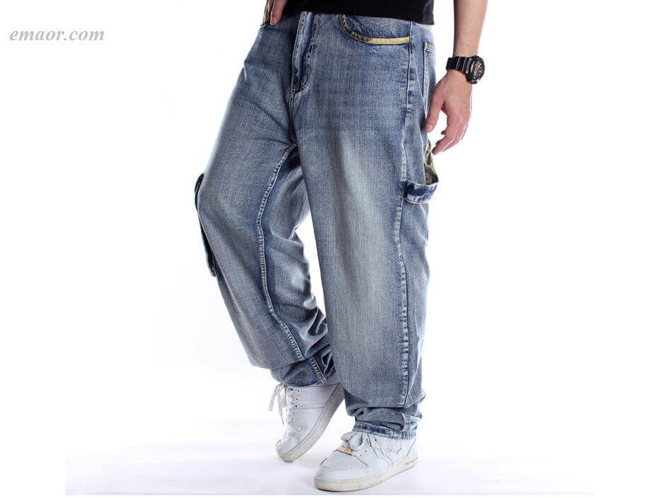 Cheap Jeans for Men Baggy, Plus-size Jeans Men's Hip Hop Plus-size Hip Hop Skateboard Pants Distressed Jeans Sale