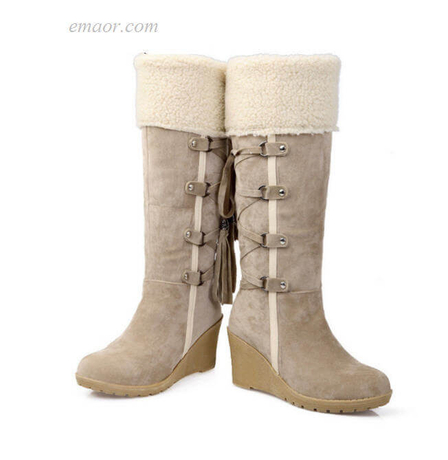 Women's Winter Fashion Boots High Heel Round Toe Knee High Women Shoes ...