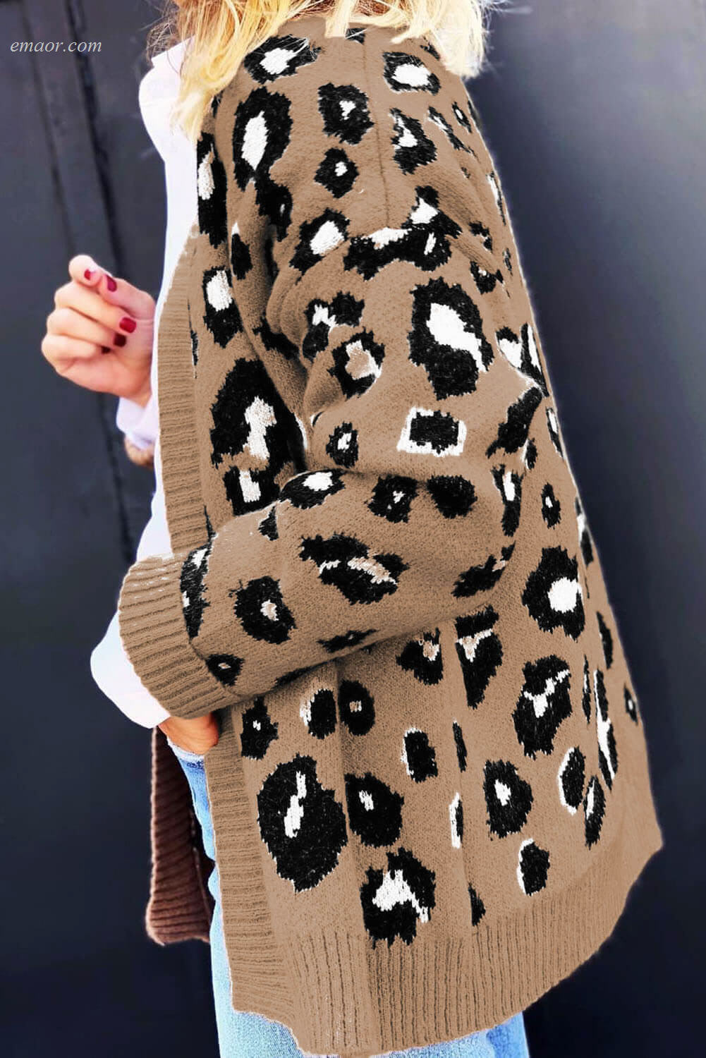  Leopard Print Knitting Cardigan Women's Outerwear Vest Fabric Suppliers