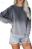 Outerwear Women's Thermal Plaid Thermal Outerwear Ombre Crewneck Long Sleeve Sweatshirt Outerwear