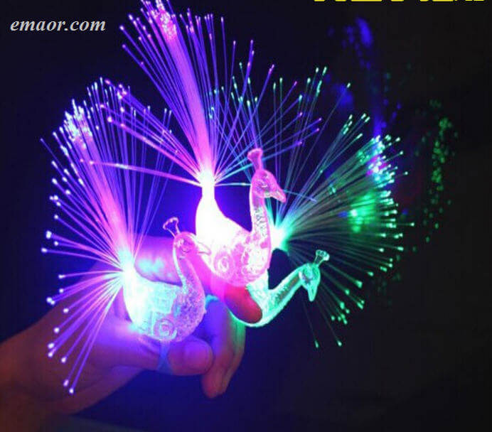Thumb Light Magic LED Glow Peacock Finger Light Laser Beams Ring Led Finger Lights