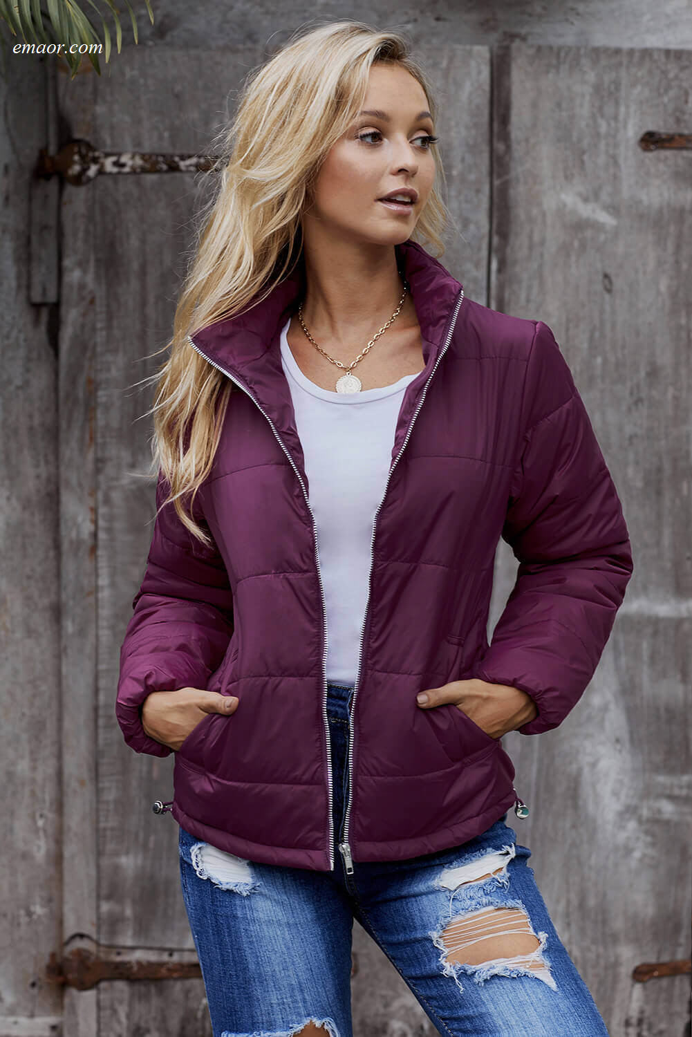 Wholesale Jackets & Coats Pocketed Puffer Jacket on Sale