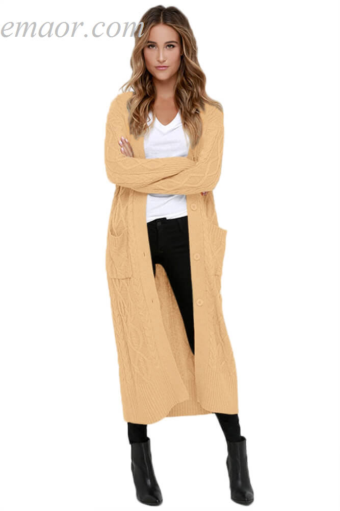 Outwear Wholesale Fashion Clothing Cable Knit Long Cardigan Cable Knit Cardigans Outwear