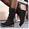 Female Harley Boots Female Shoes Block Motorcycle Booties Plus Size Shoes Leather Shoes Low Heel Mid Calf Boots Female Hunting Boots