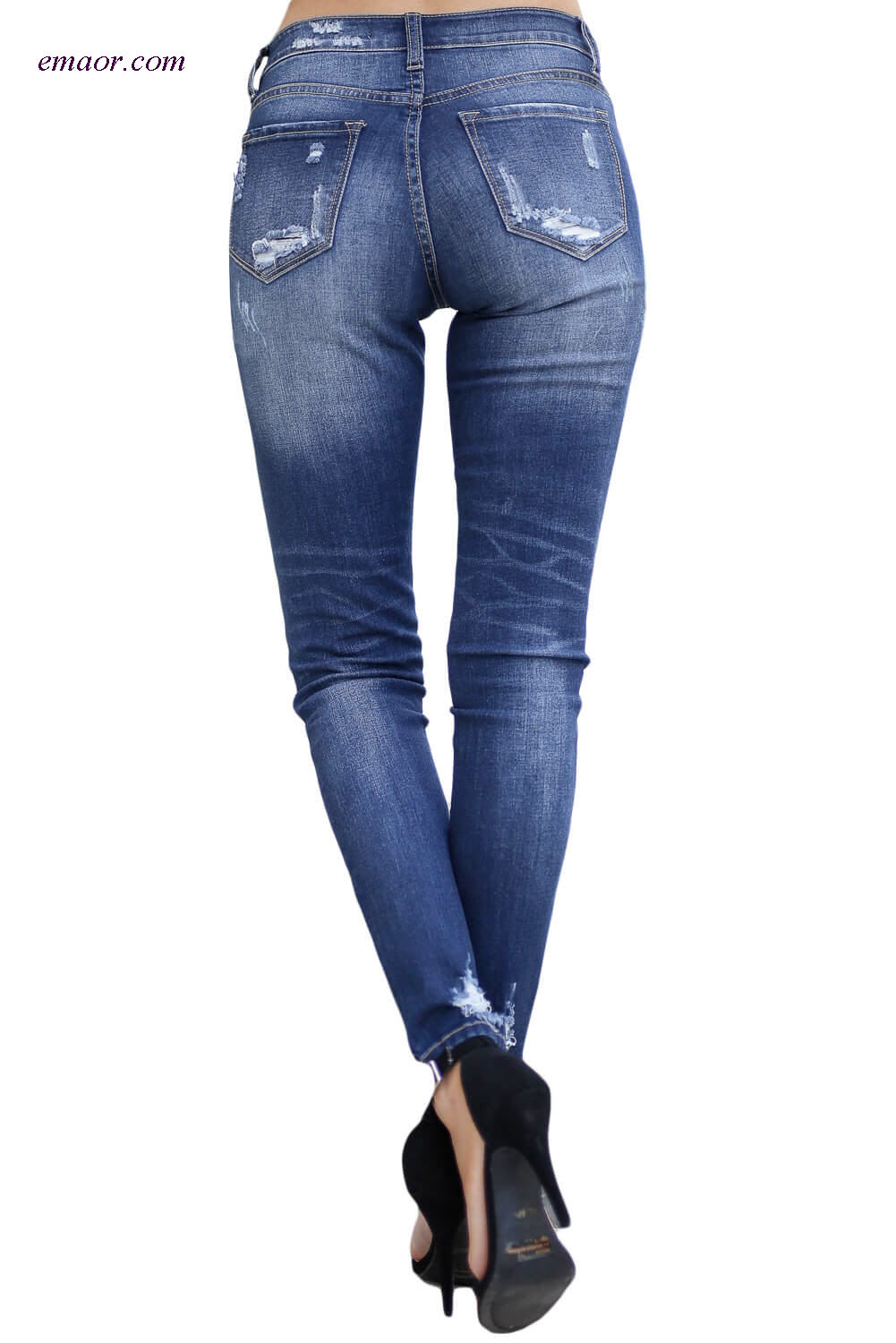 Capri Jeans Wholesale Modern Fashion Distressed Skinny Jeans 
