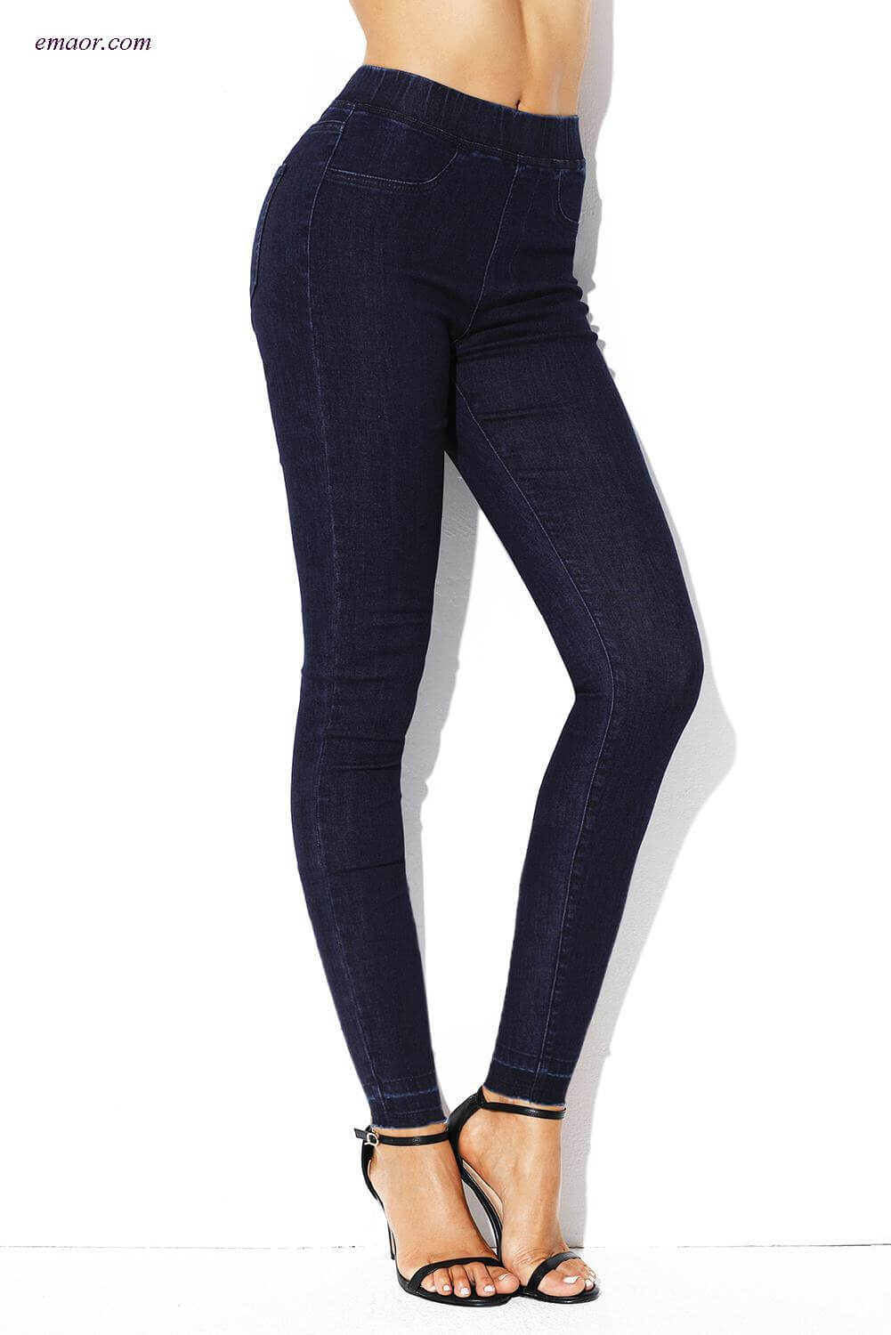 Jeans Wholesale Elastic Waist Jeans Stretch Pants for Women