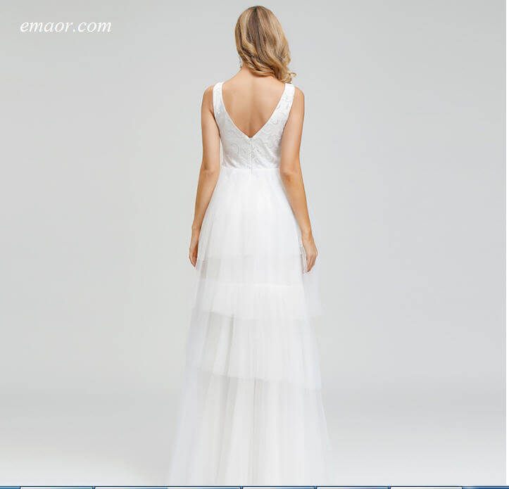 Dress for Wedding Elegant Layered Wedding Dresses Double V-Neck Sequined Embroidery Lace Wedding Dress