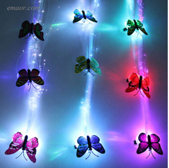 Fiber Optic Hair Hair Braid Flash Fiber Hairpin Clip Luminous Butterfly Headband Luminescent Led 7554