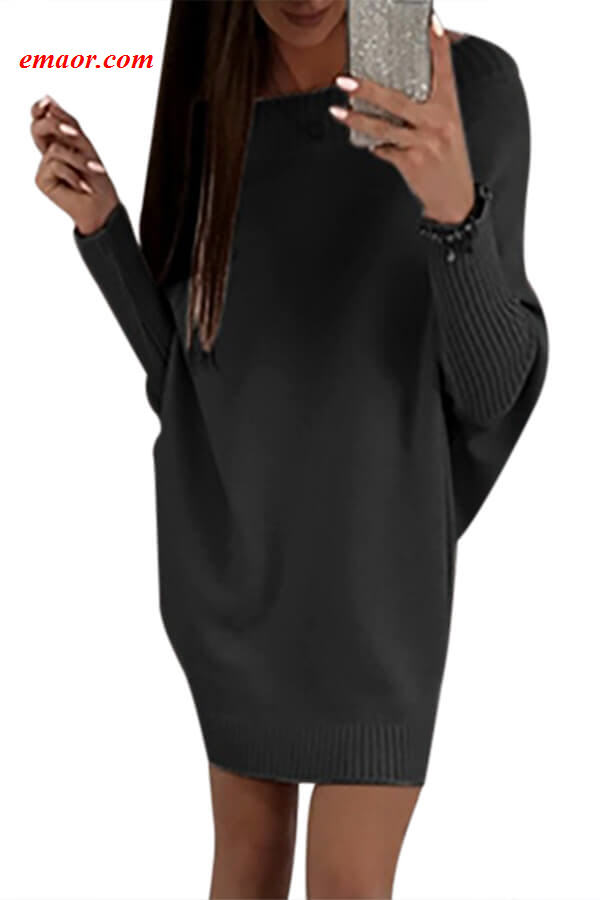 Hot Wholesale Stylish Long Sleeve Baggy Women's Sweater Dress on Sale